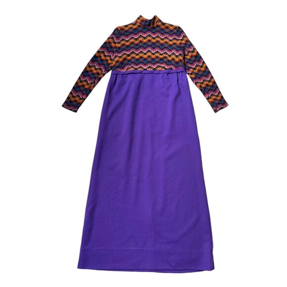 70s vintage maxi dress empire waist maxi sweater top Long sleeve mockneck. - Picture 4 of 11